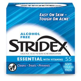 تحتوي فوط Stridex Essential لمقاومة حب الشباب (1% حمض الساليسيليك)